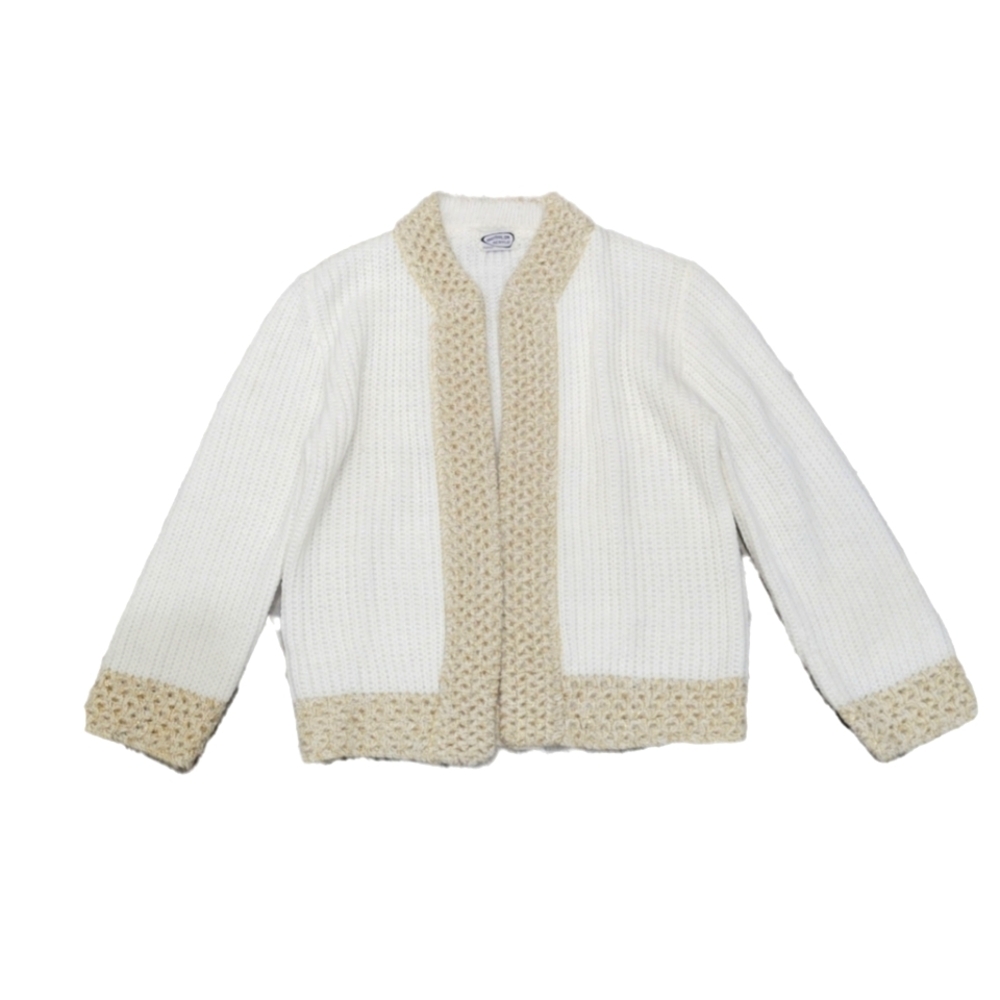 Vintage/Retro DUPONT 100% Orlon Acrylic Open Front Knit Jacket
